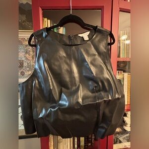 H&M Edition black pleather crop top